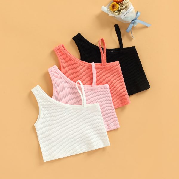 2-8Y Fashion Toddler Baby Girls Summer Rib Sleeveless Strap Tank Tops