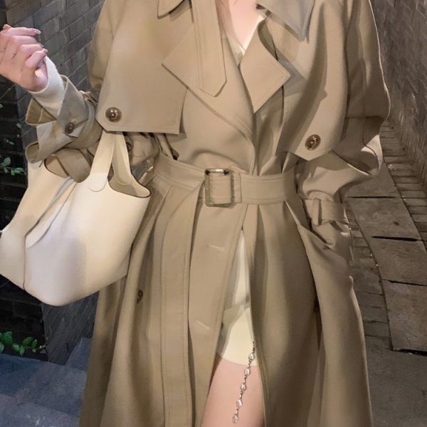 Women Long Sleeve Trench Midi Dress Coat 2023 Spring Fashion Outfits