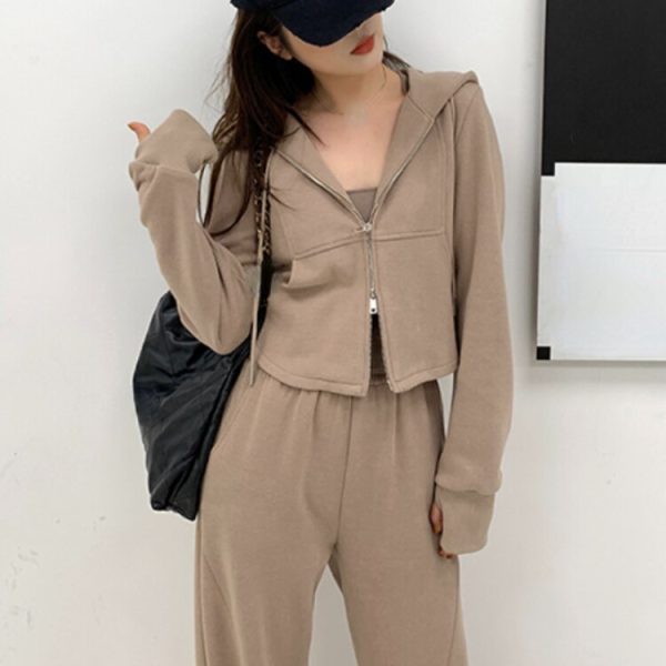 Women Outwear Sport Set Korean Style Sweatshirts + Pants 2023 Summer Fashion Outfits