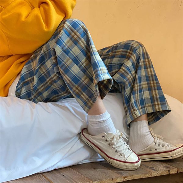 2022-Plaid-Pants-Women-Spring-Wide-Leg-Pants-for-Women-Korean-Style-High-Waist-Checkered-Pants-1