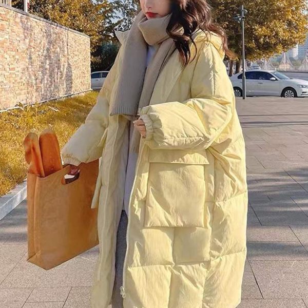 2022 Winter Womens Down Jackets Long Ultra Light Thin Casual Coat Puffer Jacket Slim Remove Hooded Parka Loose Warm Zipper Coat