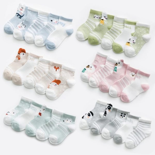 5Pairs/lot 0-3Y Infant Baby Socks Baby Socks for Boys Girls Cotton Mesh Newborn Toddler First Walkers Baby Clothes Accessories