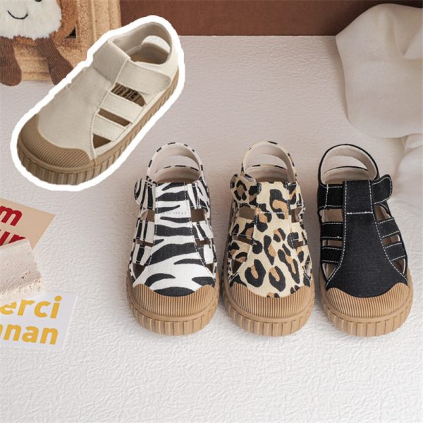 Kids Canvas Sandals Baby Cute Leopard Zebra Print