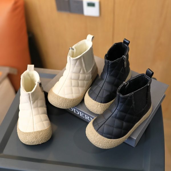 Children Winter Snow Boots Boys Warm Cotton Shoes With Thick Fur Girls Cow Muscle Short Boots Baby Soft Princess Shoes