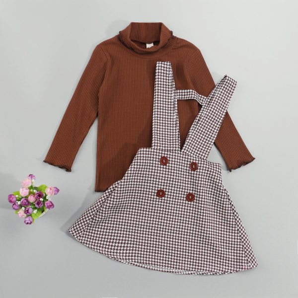 Girls-Autumn-Fashion-Clothes-Set-2-Pieces-Suit-Solid-Turtleneck-Tops-Plaid-Suspender-Skirt-Kids-Sets-1