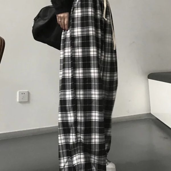 HOUZHOU-Harajuku-Oversize-Plaid-Pants-Women-Korean-Fashion-Black-White-Checked-Trousers-For-Female-Fall-2022-1