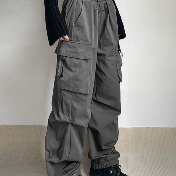 Harajuku Oversized Cargo Parachute Pants Women Streetwear Vintage  Hip Hop Wide Leg Joggers