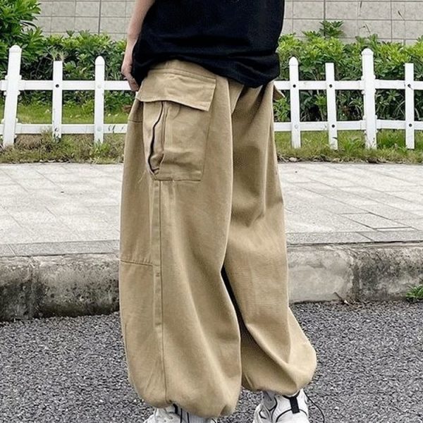 HOUZHOU-Harajuku-Streetwear-Khaki-Cargo-Pants-Women-Oversize-Pockets-Hip-Hop-Black-Wide-Leg-Trousers-For-1