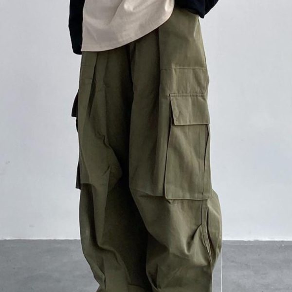 Japanese Streetwear Green Cargo Pants Women