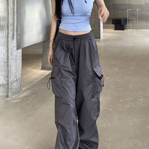 Vintage Parachute Cargo Pants Women Streetwear