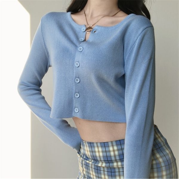 Korean-Style-O-neck-Short-Knitted-Sweaters-Women-Thin-Cardigan-Fashion-Sleeve-Sun-Protection-Crop-Top-1