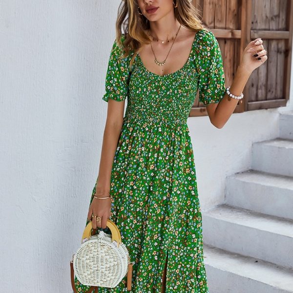 Spring Summer Long Print Dress Women Bohemian