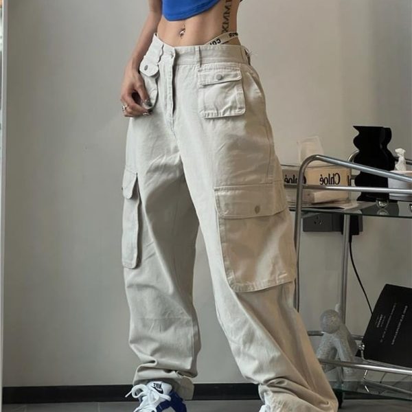 Women New Pocket Cargo Pants Women High Street Vintage Loose Y2K Pants