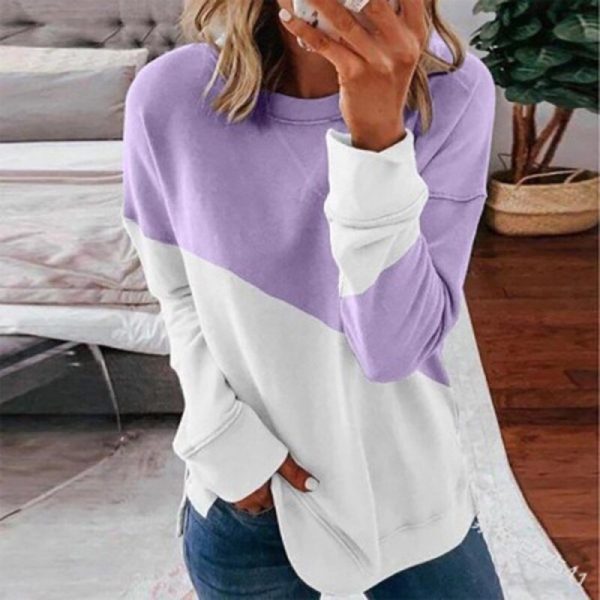 Women Patchwork T-shirt Women Long Sleeve Tops Tee Spring Autumn T Shirt