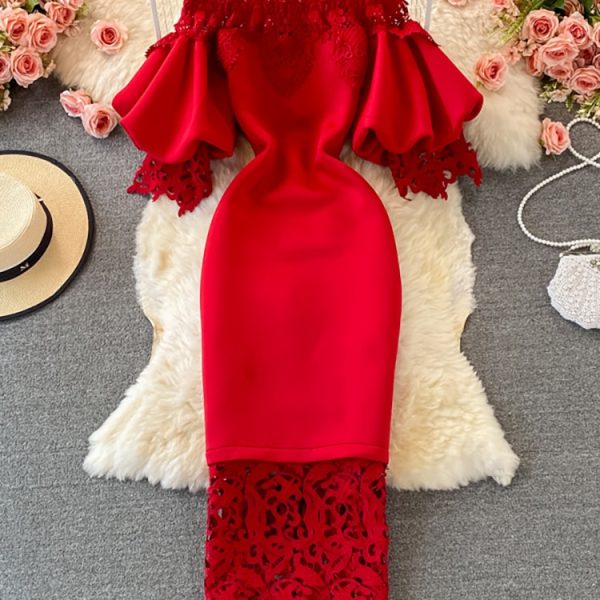 Women Sexy Hollow Out Lace Bodycon Long Dress 2023 Summer Fashion Outfits