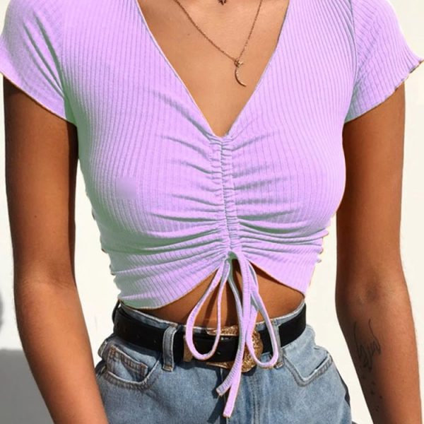 Sexy-V-Neck-Cropped-Tank-Tops-Women-Drawstring-Tie-Up-Front-Camis-Candy-Colors-Streetwear-Slim-1