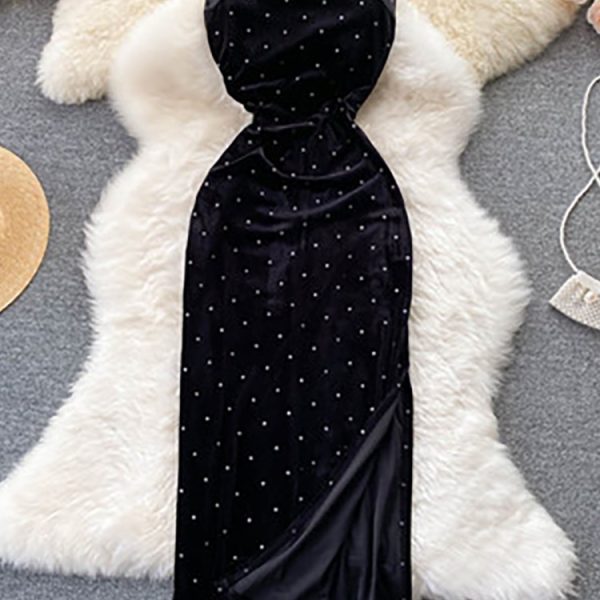 Women Polka Dot Velvet Bodycon Dress 2023 Summer Fashion Outfits