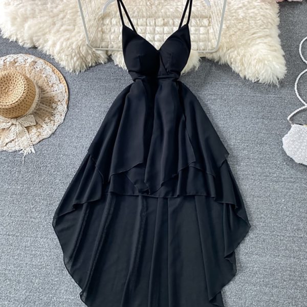 Summer-Black-White-Irregular-Spaghetti-Strap-Long-Dress-Women-Sexy-Strapless-High-Waist-Ruffle-Open-Back-1