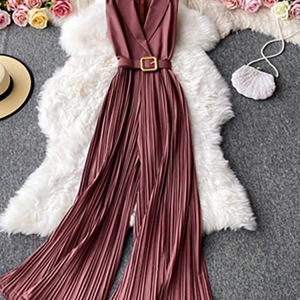 Women Vintage Notched Collar Draped Rompers 2023 Spring Summer Outfits