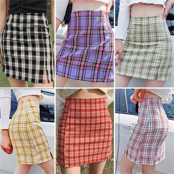 Vintage-Plaid-Side-Split-Bodycon-Mini-Skirt-Women-Bottoms-Streetwear-Casual-A-Line-Basic-Ladies-Sheath-1