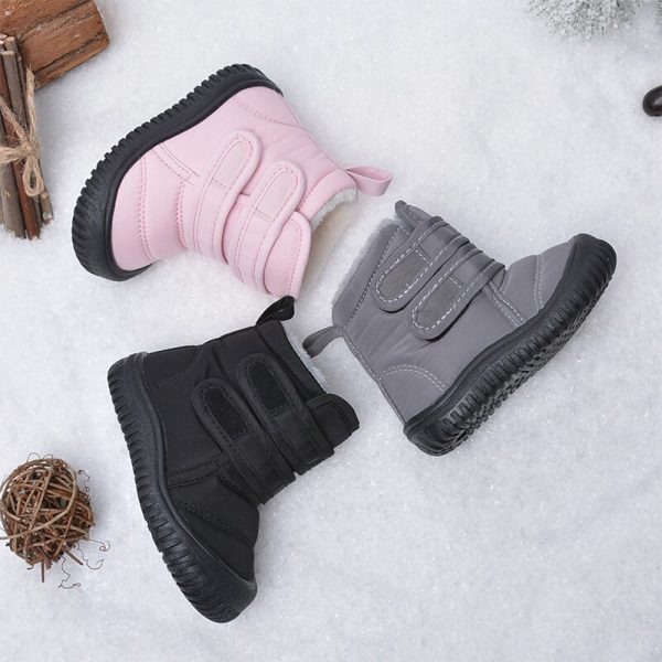 Winter Baby Snow Boots Children Waterproof Upper Cloth Boots Boys Gilrs High-top Warm Cotton Shoes Kids Thick Velvets Boots