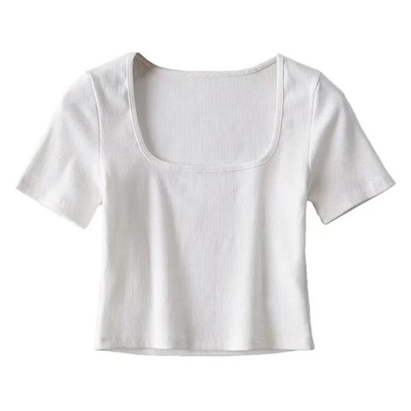 Women-Square-Neck-Rib-Crop-T-shirt-Short-Sleeve-Crop-Top-1