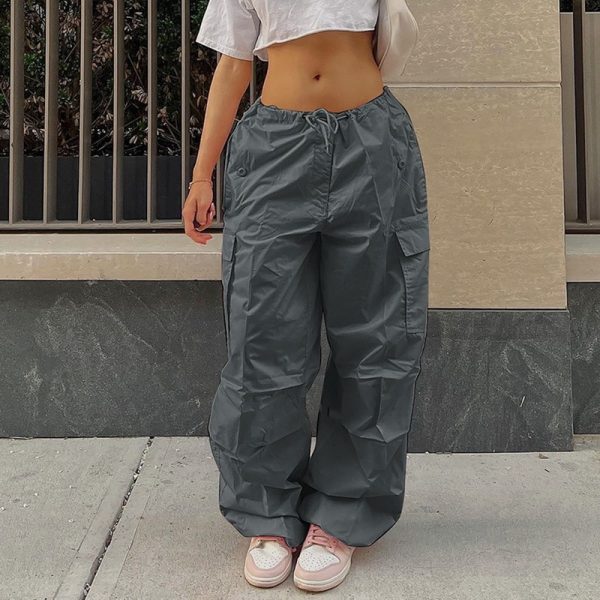 Women Oversized Drawstring Low Waist Parachute Loose Fit Sweatpants Summer Outfits