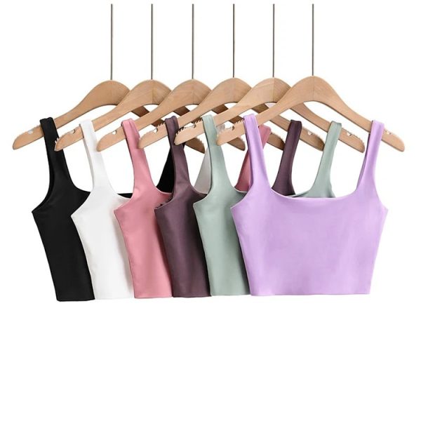 Women Summer Women Sexy Sleeveless Tops Fashion Short Square Collar Tank Tops 6 Colors