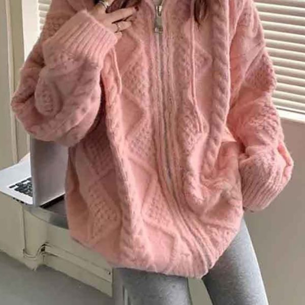 HOUZHOU-Korean-Fashion-Knit-Cardigan-Women-2022-Autumn-Winter-Casual-Loose-Zipper-Hooded-Thick-Sweater-Coat-1