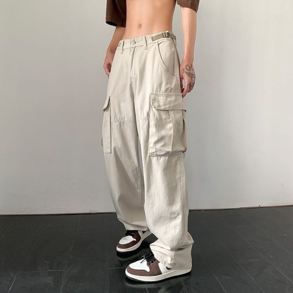 New pocket cargo pants women retro high street loose hip hop sweatpants