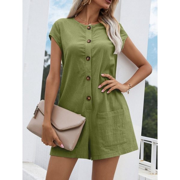 Design Summer Strap Waist Tight Half Cardigan Slim Fit Bodysuit Women  Clothing