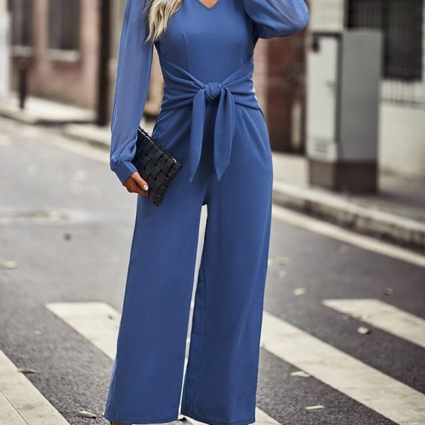 Women Popular Loose Summer Chiffon Casual Wide Leg Jumpsuit Women  Clothing