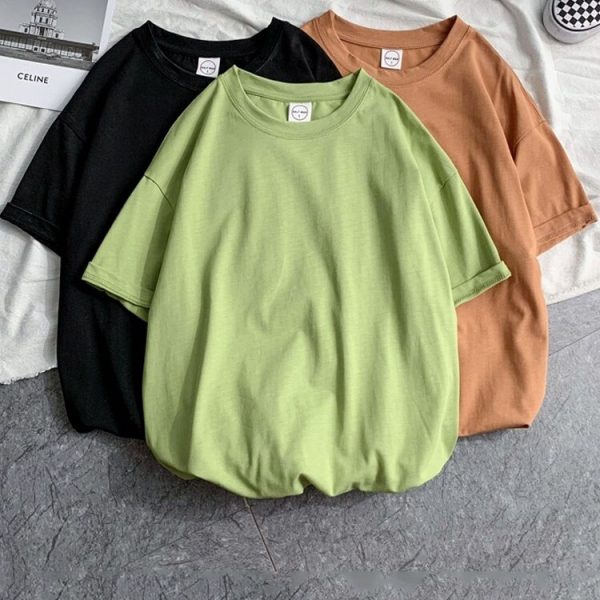 Summer short sleeve T-Shirt Women Tee Shirt Loose Solid Basic T Shirt Women