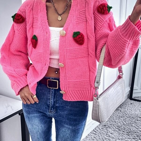 Women Spring Fall Long Sleeve Solid Embroidery Short Cardigans