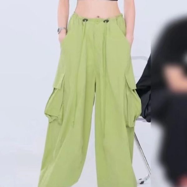 High Waist Drawstring Loose Casual Pants Loose Straight Mopping Pants Autumn Hip Hop Trendy Women Pants