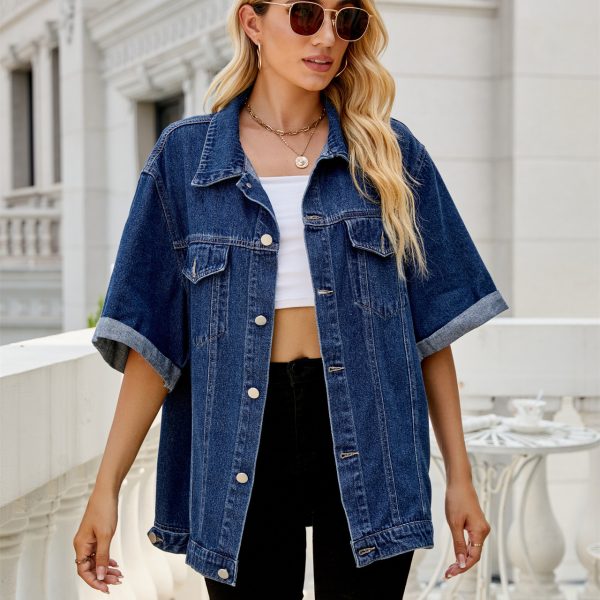 Women Sleeve Loose Casual Denim Jacket Trendy Women