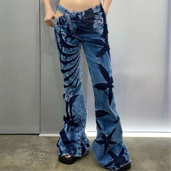 Spring Women  High Waist Printed Slim Fit Casual Pants