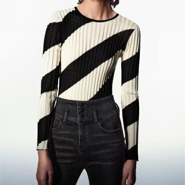 Winter Contrast Color Bottoming Slim Sweater Women