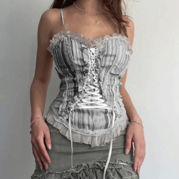 Lolita Lace Small Sling Waist Girdling Band Irregular Asymmetric Vest Bottoming Top