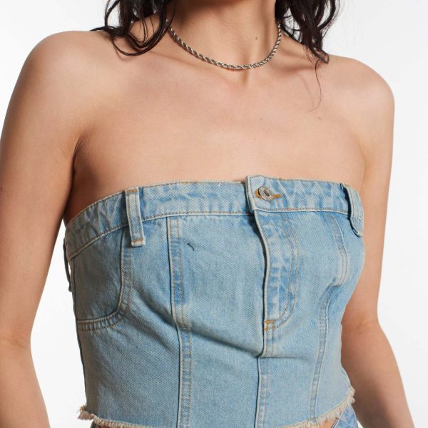 Slim Denim Tube Top Women