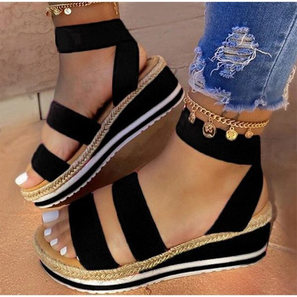 Vanessas Sandals Women Wedges Platform Candy Color Ladies Hemp Shoes