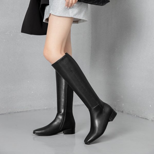 Vanessa's Knee High Women Boots PU Leather Zipper Women Shoes