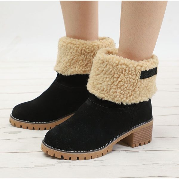 Vanessas Women Winter Fur Warm Snow Boots Ladies Warm Wool Booties Ankle Boot