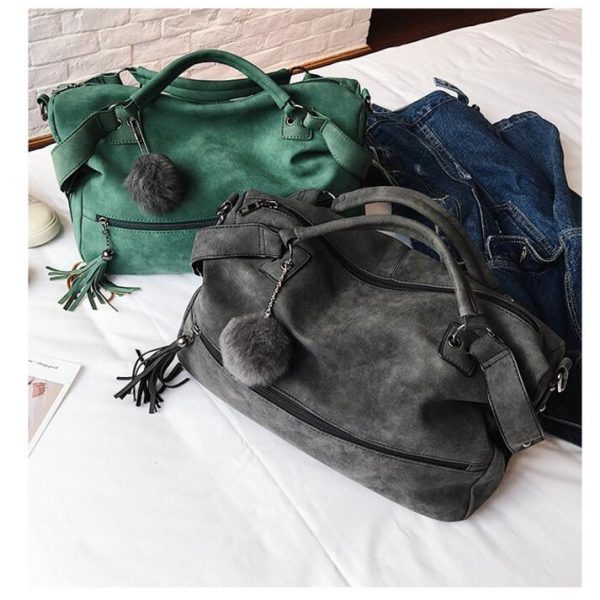 Scrub Shoulder Bags for Women Female Fashion Fur Ball Dames Tassel Lady Vintage Tassel Crossbody Bag