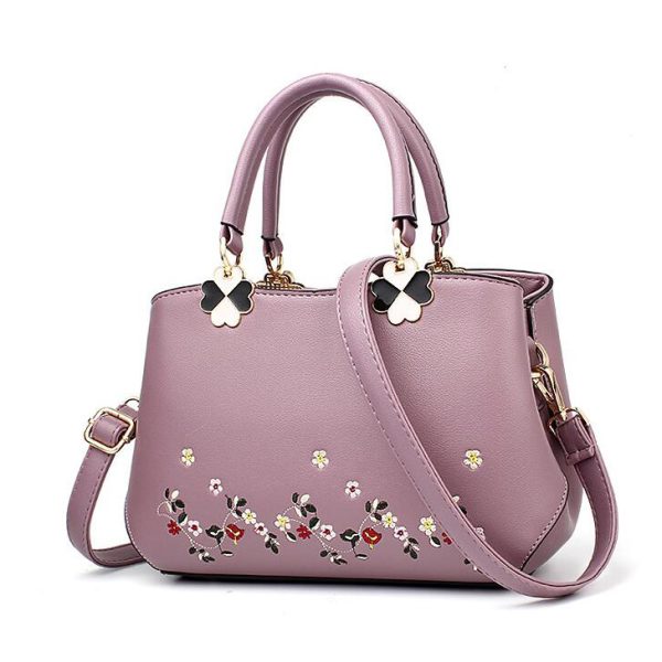 Women Leather Handbag Women Tote Bag Female Leather Shoulder Bag Women Embroidery Flower Handbag sac a main Ladies Hand Bag