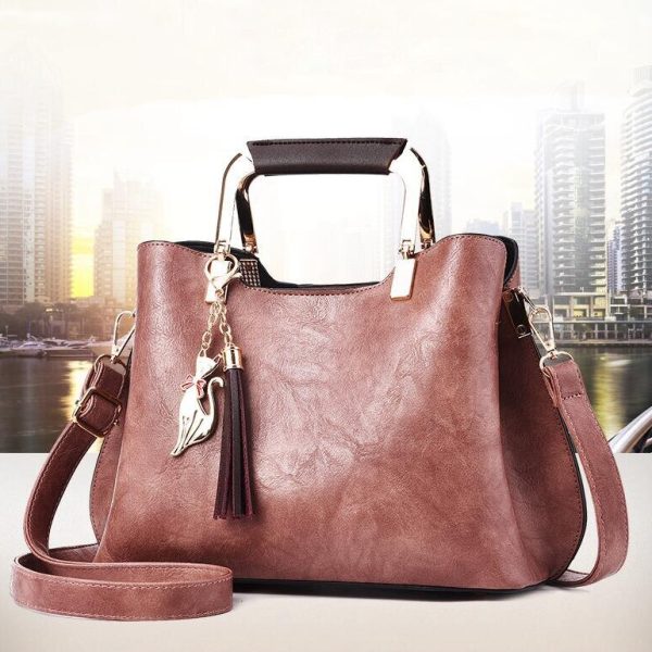 Luxury Quality Women Leather Casual Tote Vintage Tassel Female Shoulder Bag