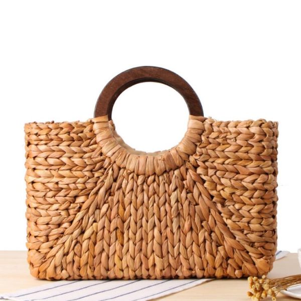 Women Vintage Rattan Handbag Female Bohemian Summer Beach Straw Bag