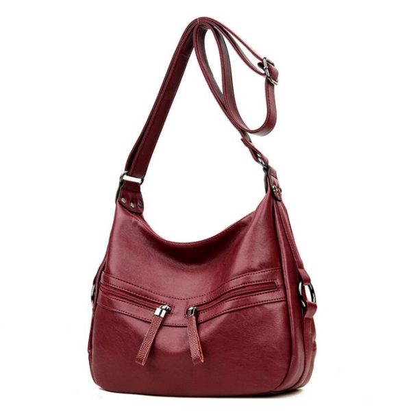 Soft Leather LUXURY bags handbags women famous brands Solid Double Zipper Bag