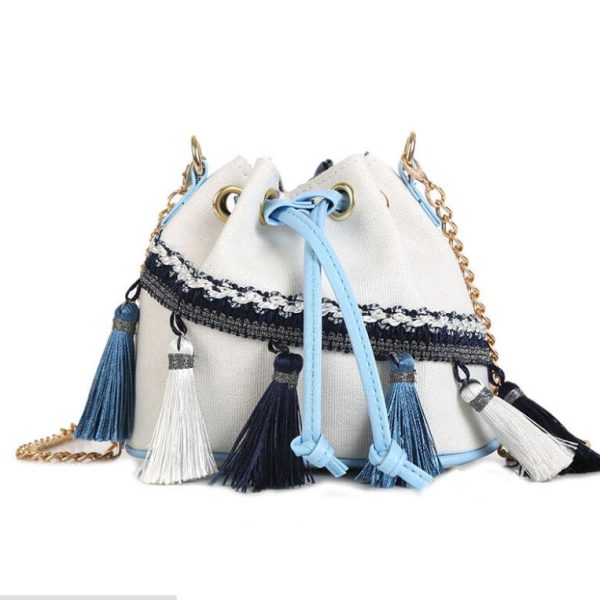 Vanessa's Vintage Canvas Bucket Bag with Tassel