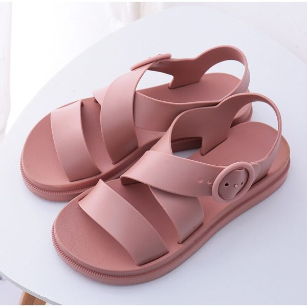 Vanessas Flat Sandals Women Shoes Gladiator Open Toe Buckle Soft Jelly Sandals